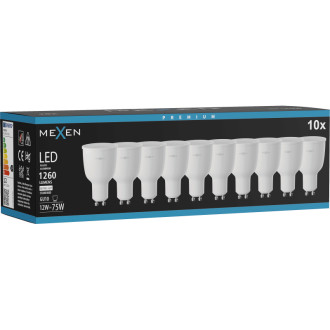 Mexen Nova 10x LED žárovka GU10, 12W, neutrální - 4000K, 1260 lm - L108-GU10-1240-01x10