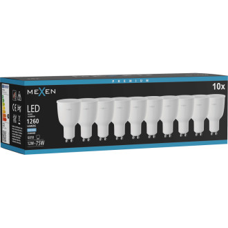 Mexen Nova 10x LED žárovka GU10, 12W, studená - 6500K, 1260 lm - L108-GU10-1265-01x10