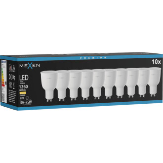 Mexen Nova 10x LED žárovka GU10, 12W, teplá - 3000K, 1260 lm - L108-GU10-1230-01x10