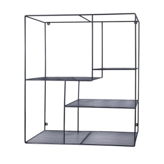 Nástěnná drátěná polička, 50x60x20 cm, černá barva