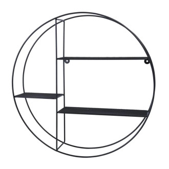 Nástěnná drátěná polička, 53x53x12 cm, černá barva