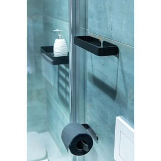 Držák toaletního papíru na nalepení 3M, 16x8x3 cm , černá barva