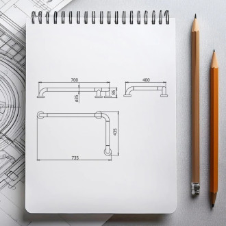 Madlo pro invalidy, zalomení 90°, bílá barva