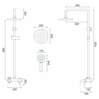 Sprchový set Rea Arlo Brush Nickle