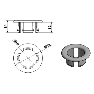 Krytka přepadu Ø 30mm, černá mat