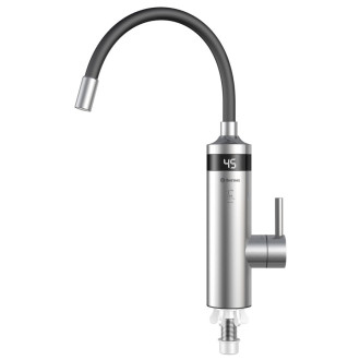 TON elektrická vodovodní baterie s průtokovým ohřívačem vody, flexi ramínko, 230V, 3kW, černá/nerez