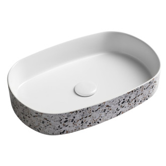 INFINITY OVAL keramické umyvadlo na desku, 55x36cm, terrazzo