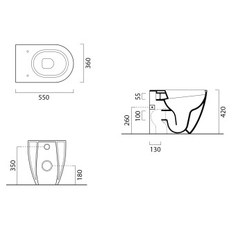PURA WC mísa stojící, Swirlflush, 36x55cm, spodní/zadní odpad, tortora dual-mat