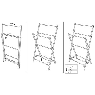 WING skládací stojan na ručníky 58x103x35cm, jasan