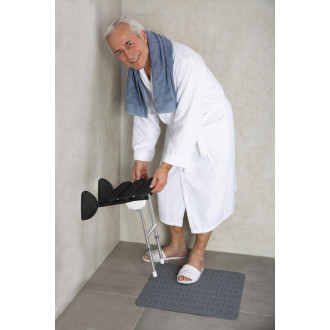 HANDICAP sklopné sedátko do sprchového koutu s podpěrou, 38x36cm, černá