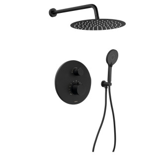 Podomítkový sprchový set s termostatickou baterií, box, 2 výstupy, černá mat RH396B-01