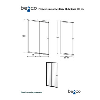 Vanová zástěna EASY SLIDE GRAFIT