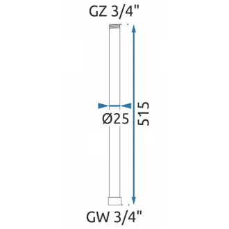 Prodloužení pro vanovou/sprchovou soupravu BRUSH COPPER 50cm