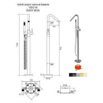 Stojánková vanová baterie VEO III grafitová s EASY boxem