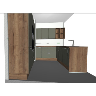 Kuchyně TEA zelená rohová Decodom + spotřebiče