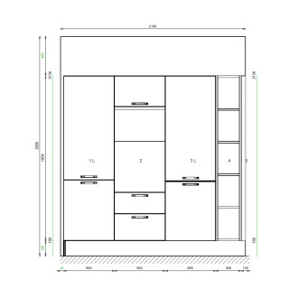 Kuchyně TEA zelená rohová Decodom + spotřebiče