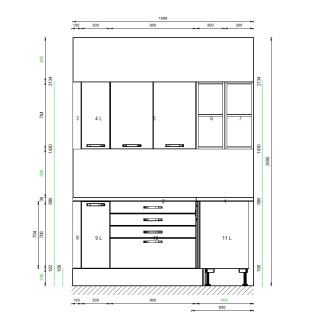 Kuchyně TEA zelená rohová Decodom + spotřebiče