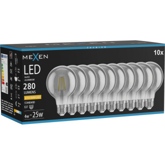 Mexen Vintis 10x LED žárovka s vláknem E27, G80, 4W, teplá - 2200K, 280 lm, kouřová - L155-E27-0422-70x10