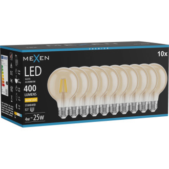 Mexen Vintis 10x LED žárovka s vláknem E27, G80, 4W, teplá - 2700K, 400 lm, jantarová - L155-E27-0427-50x10