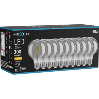 Mexen Vintis 10x LED žárovka s vláknem E27, G80, 4W, teplá - 2700K, 300 lm, kouřová - L155-E27-0427-70x10
