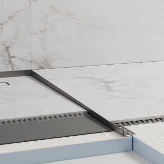 Spádový profil do sprchového koutu "hranatý" Eviso nerez mat, nerez délka 180 cm, výška hrany 11 mm, LSGU0203