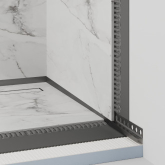 Spádový profil do sprchového koutu "hranatý" Eviso nerez mat, nerez délka 120 cm, výška hrany 11 mm, LPGU0201