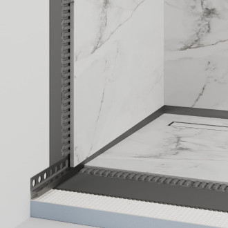 Spádový profil do sprchového koutu "hranatý" Eviso nerez mat, nerez délka 120 cm, výška hrany 11 mm, LPGU0202