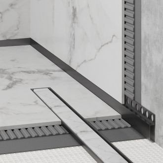 Spádový profil do sprchového koutu "hranatý" Eviso nerez mat, nerez délka 150 cm, výška hrany 40 mm, LCGU0202