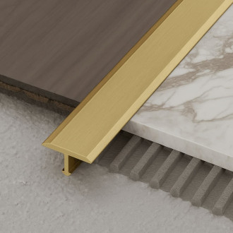 Lišta dělící "T  " Eviso žlutá kartáčovaný, mosaz délka 270 cm, výška hrany 2 mm, FLMT0214C