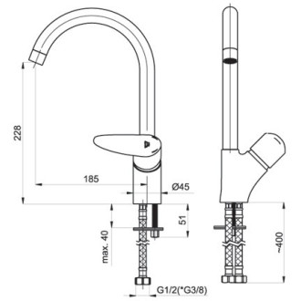 Dřezová baterie STATIC-33 - II. jakost