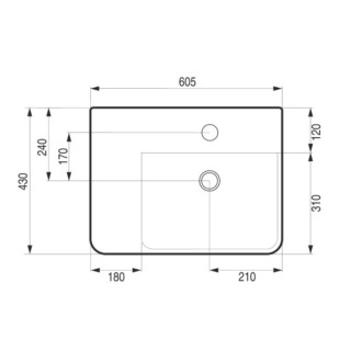 Umyvadlo nástěnné i na desku 60,5×43×12,5 cm II. JAKOST
