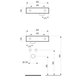 Umyvadlo nástěnné i na desku 60,5×43×12,5 cm II. JAKOST