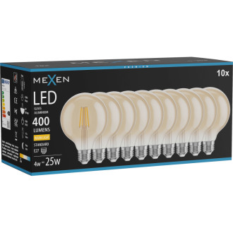 Mexen Vintis 10x LED žárovka s vláknem E27, G95, 4W, teplá - 2700K, 400 lm, jantarová - L157-E27-0427-50x10