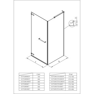 Sprch. dveře SIKOTGD + pevná stěna 90 SATTGDO100S90