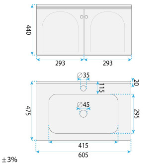 REA Sada koupelnového nábytku s umyvadlem Denver 60cm Creme REA-M0012