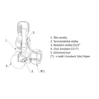 PRIME-SADA, universální rohový ventil s mosaznou rozetou
