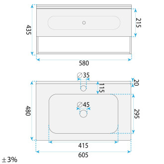 REA Sada koupelnového nábytku s umyvadlem River 60cm Grey REA-M0020