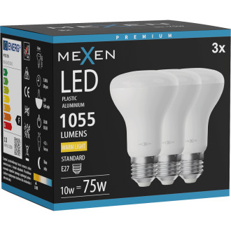 Mexen Nova 3x LED žárovka E27, R63, 10W, teplá - 3000K, 1055 lm - L104-E27-1030-01x03