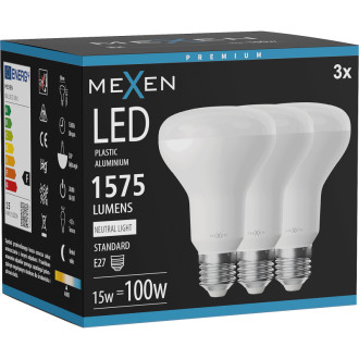 Mexen Nova 3x LED žárovka E27, R80, 15W, neutrální - 4000K, 1575 lm - L105-E27-1540-01x03