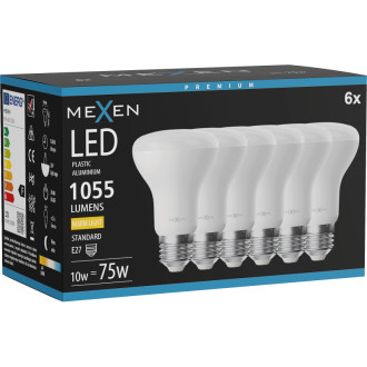 Mexen Nova 6x LED žárovka E27, R63, 10W, teplá - 3000K, 1055 lm - L104-E27-1030-01x06