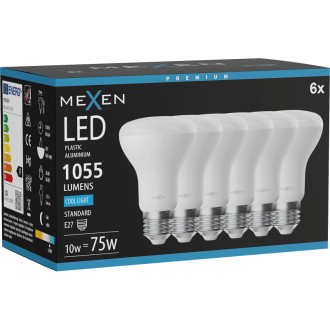 Mexen Nova 6x LED žárovka E27, R63, 10W, studená - 6500K, 1055 lm - L104-E27-1065-01x06