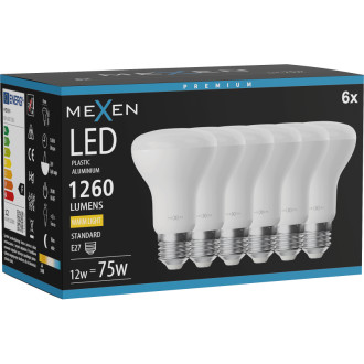Mexen Nova 6x LED žárovka E27, R63, 12W, teplá - 3000K, 1260 lm - L104-E27-1230-01x06