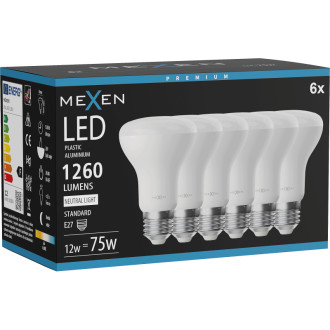Mexen Nova 6x LED žárovka E27, R63, 12W, neutrální - 4000K, 1260 lm - L104-E27-1240-01x06