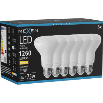 Mexen Nova 6x LED žárovka E27, R80, 12W, teplá - 3000K, 1260 lm - L105-E27-1230-01x06