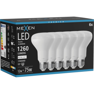 Mexen Nova 6x LED žárovka E27, R80, 12W, neutrální - 4000K, 1260 lm - L105-E27-1240-01x06
