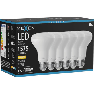 Mexen Nova 6x LED žárovka E27, R80, 15W, teplá - 3000K, 1575 lm - L105-E27-1530-01x06