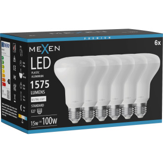 Mexen Nova 6x LED žárovka E27, R80, 15W, neutrální - 4000K, 1575 lm - L105-E27-1540-01x06