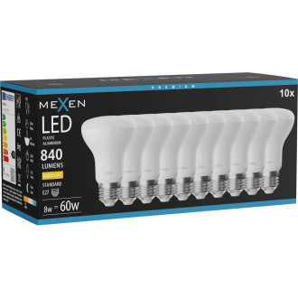 Mexen Nova 10x LED žárovka E27, R63, 8W, teplá - 3000K, 840 lm - L104-E27-0830-01x10