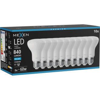 Mexen Nova 10x LED žárovka E27, R63, 8W, studená - 6500K, 840 lm - L104-E27-0865-01x10