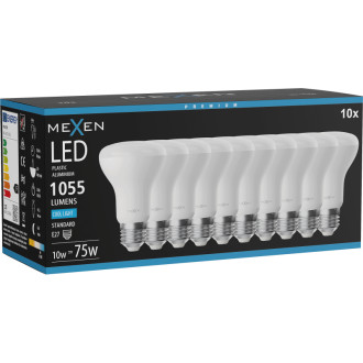 Mexen Nova 10x LED žárovka E27, R63, 10W, studená - 6500K, 1055 lm - L104-E27-1065-01x10
